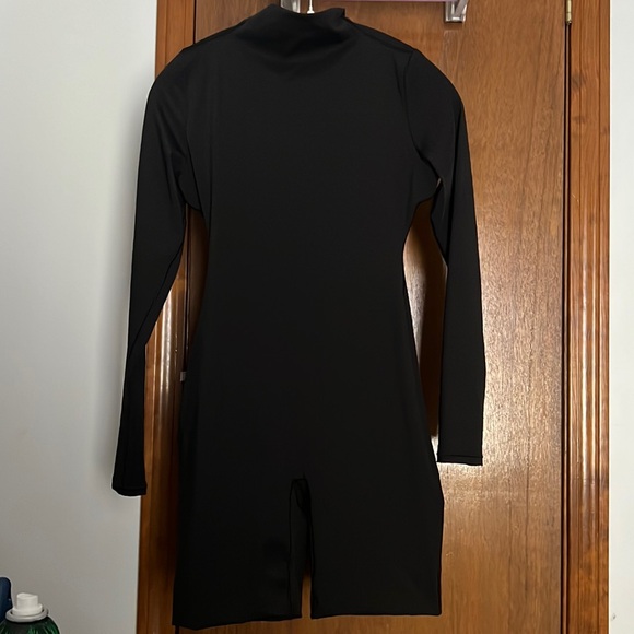 SKIMS Tops - NWT Skims Black Mock Neck Long Sleeve Mid-thigh Bodysuit Size M